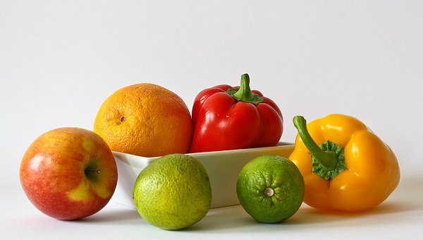 apple, orange, pepper and green fruits