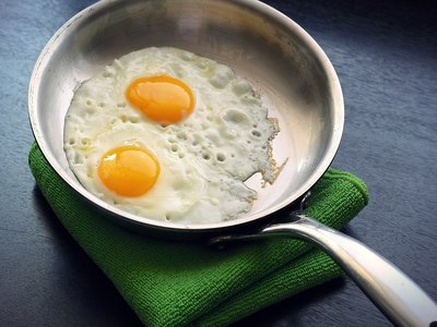 Fried eggs in a skillet