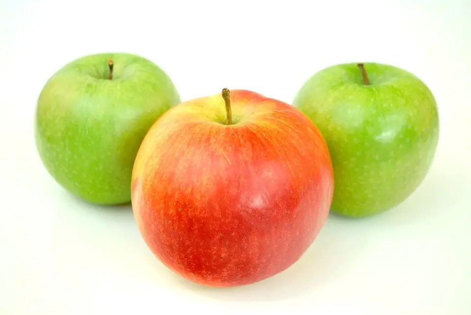 two green apple and one red apple