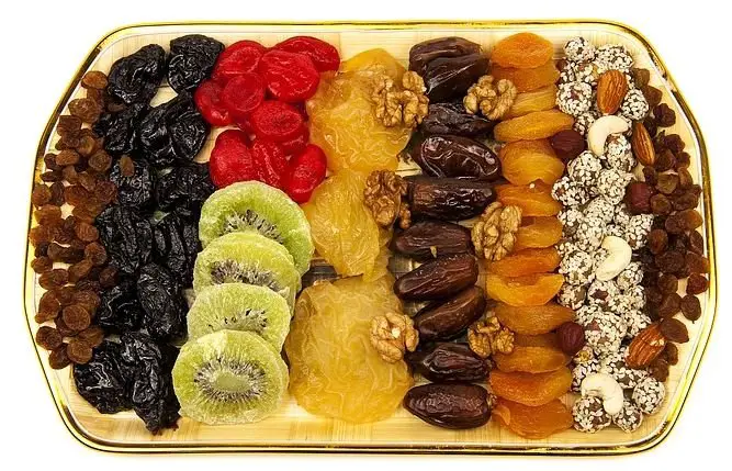 Dried fruit on plate