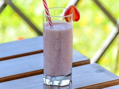 strawberry yoghurt on the table