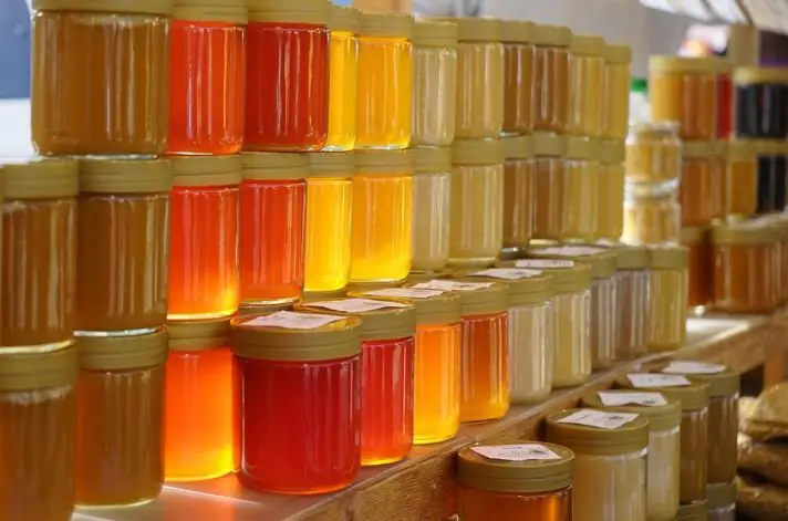 honey in glass jars