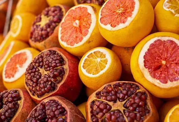 pomegranates and citrus fruits