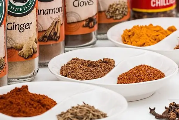 Cinnamon and spices in jars