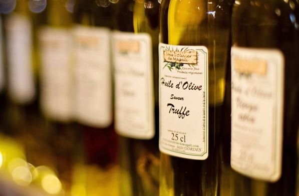 Olive oil in bottles