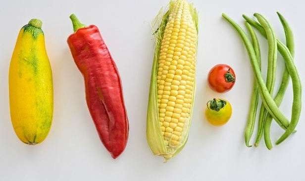 Corn and vegetables