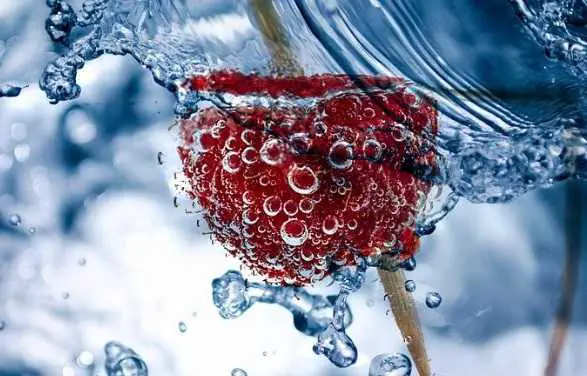 Red raspberry and water
