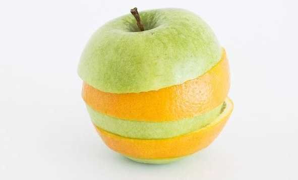 Slices of apple and orange