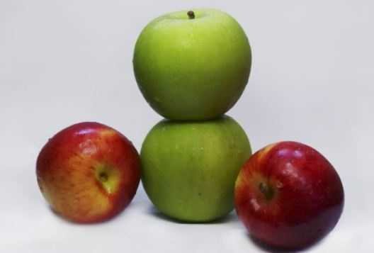 Two red and two green apple