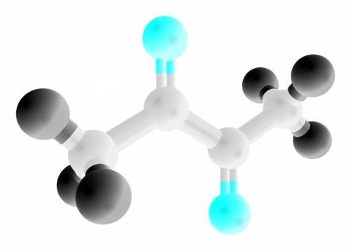 Ball-and-stick model of the diacetyl molecule