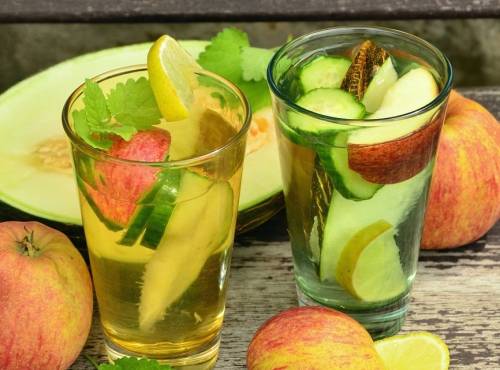Fruit water apple, lemon, melon and mint