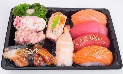 Tuna, shrimp and salmon