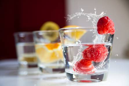 Water and frozen fruits